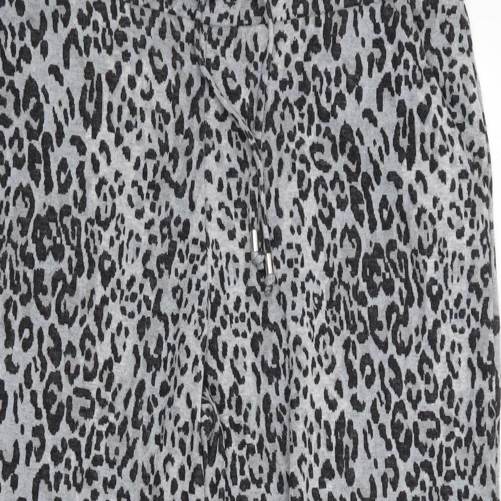 Marks and Spencer Womens Grey Animal Print Polyester Sweatpants Trousers Size 18 L27 in Regular Drawstring