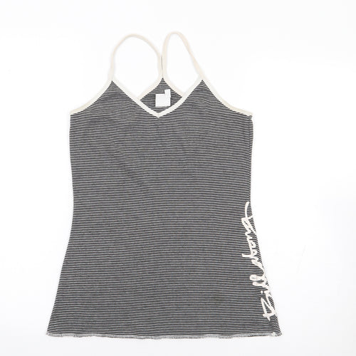 Billabong Womens Black Striped Polyester Camisole Tank Size 4 Round Neck
