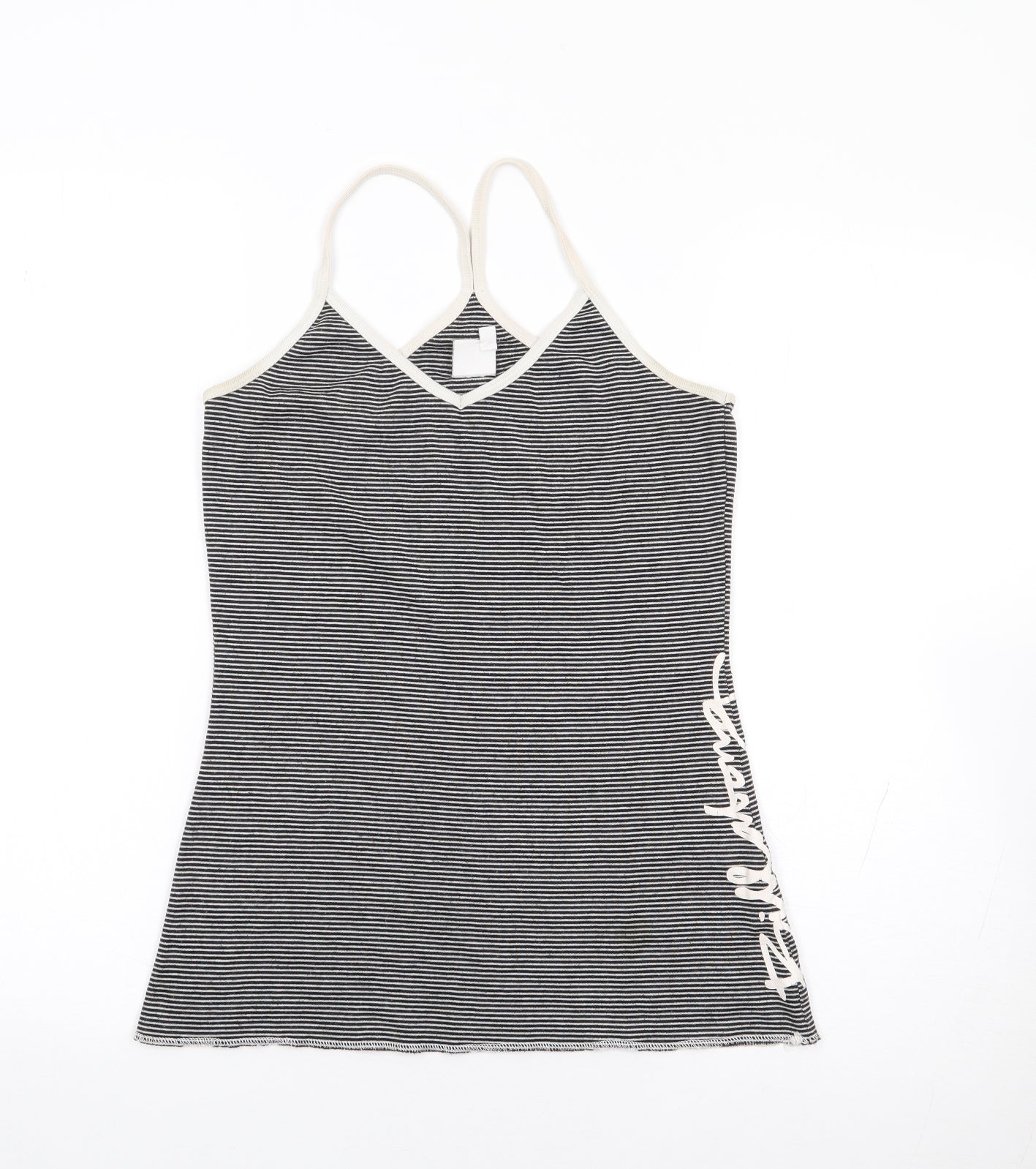 Billabong Womens Black Striped Polyester Camisole Tank Size 4 Round Neck