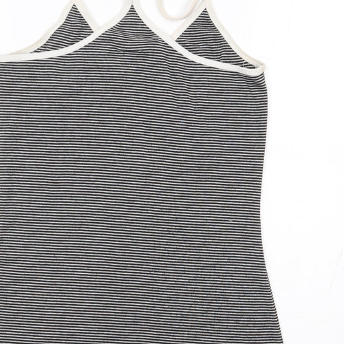 Billabong Womens Black Striped Polyester Camisole Tank Size 4 Round Neck