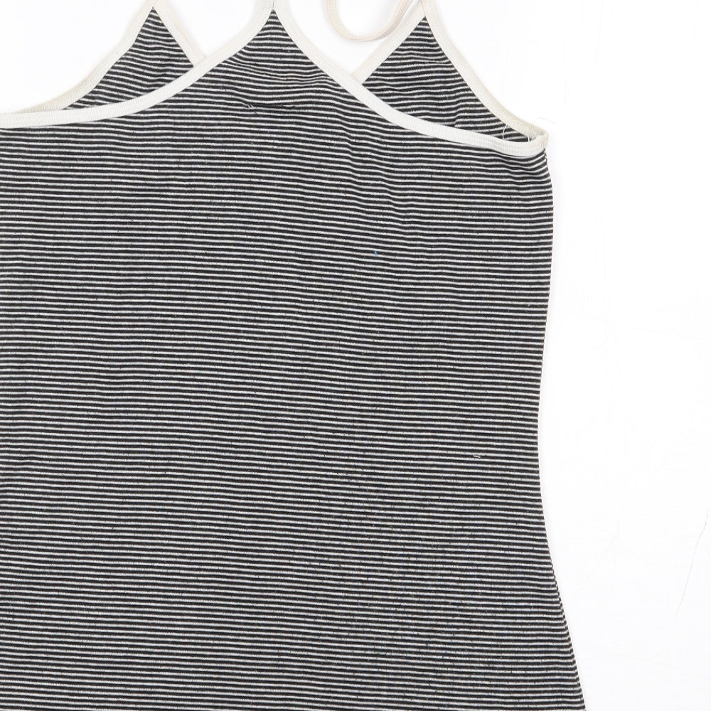 Billabong Womens Black Striped Polyester Camisole Tank Size 4 Round Neck