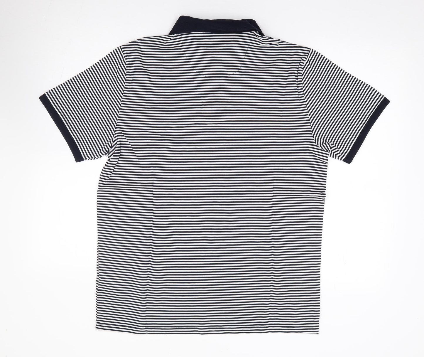 NEXT Mens Blue Striped 100% Cotton  Polo Size L Collared Pullover