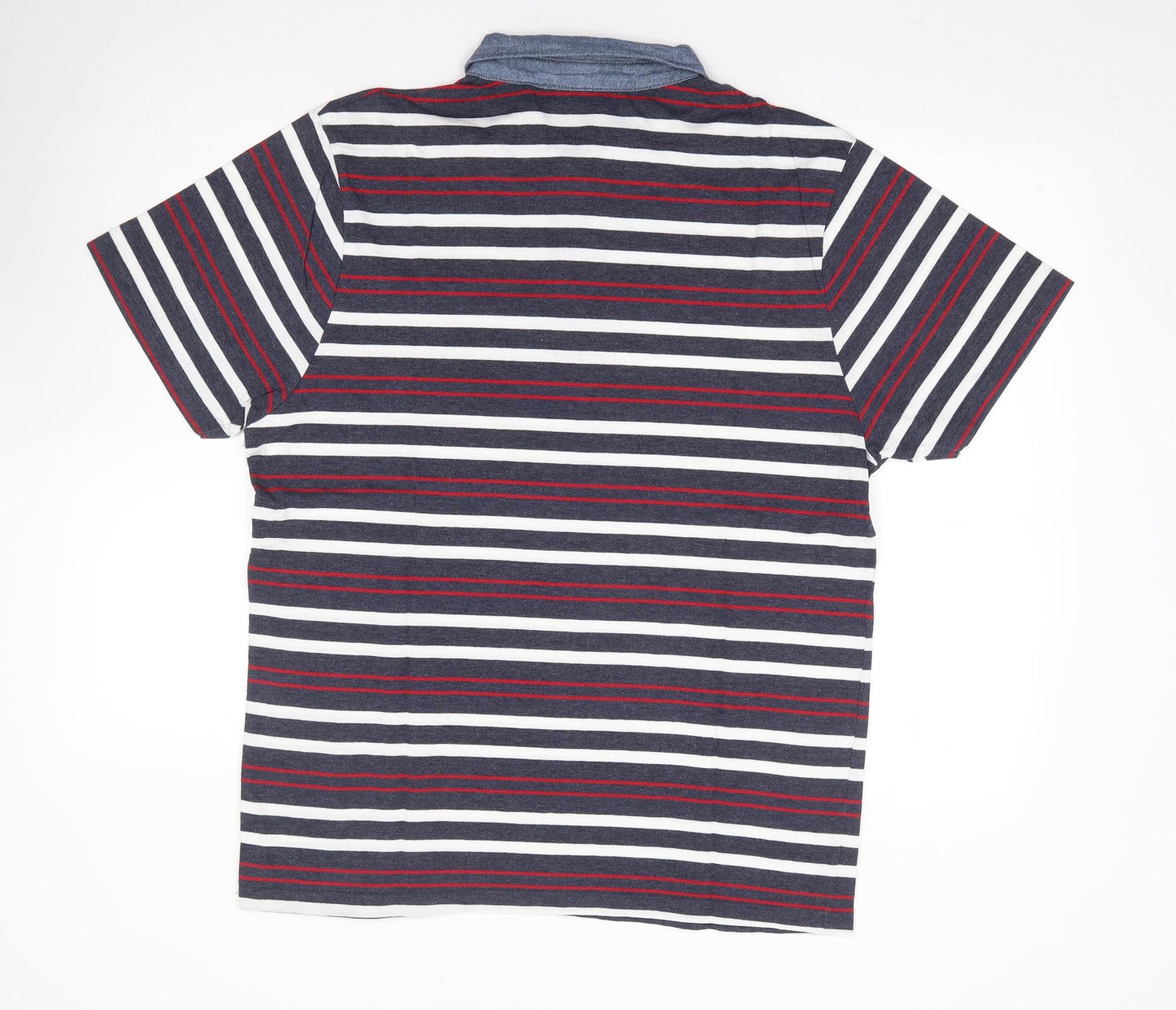 Lee Cooper Mens Blue Striped Polyester  Polo Size L Collared Pullover
