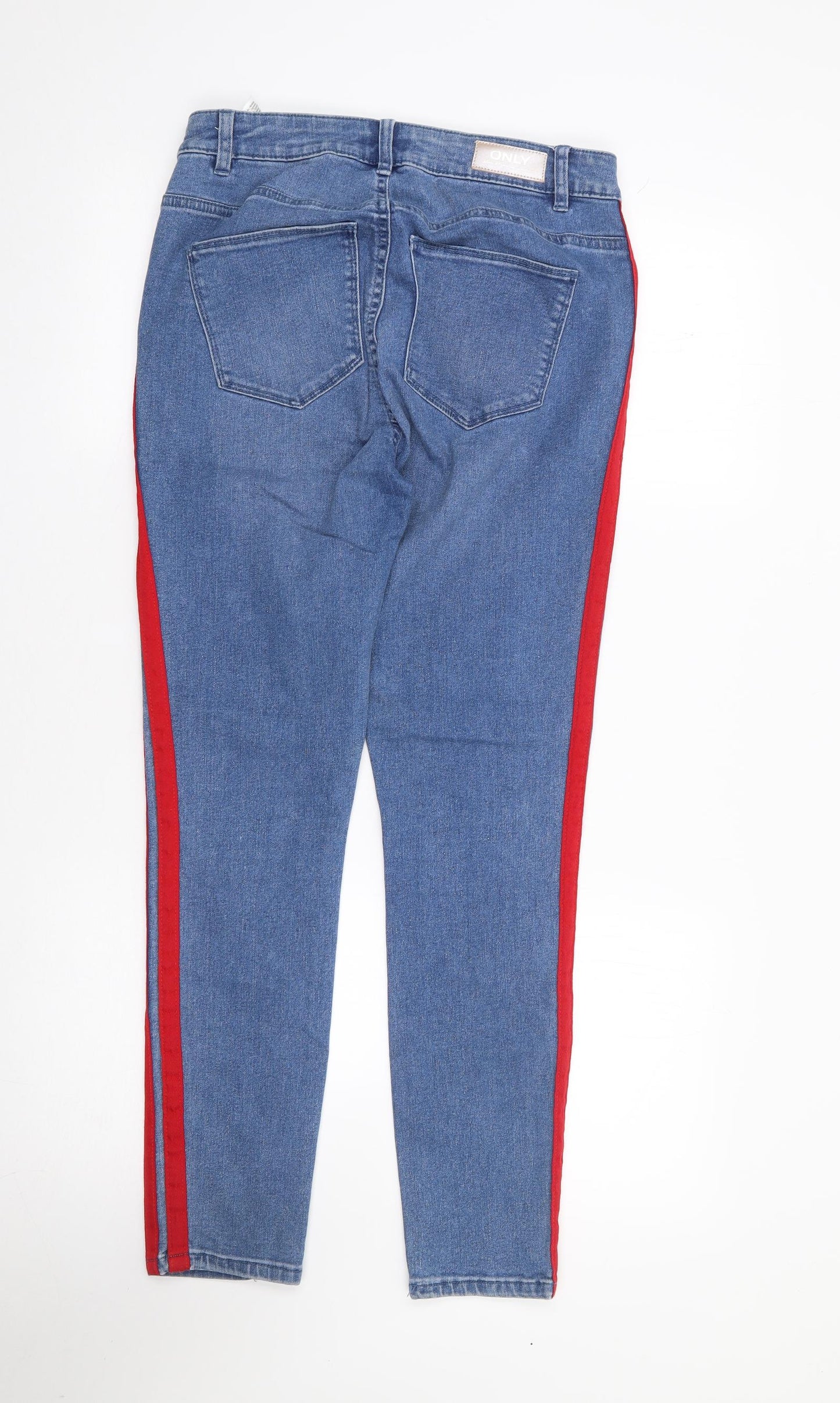 Only Womens Blue Striped Cotton Skinny Jeans Size 28 L30 in Regular Zip