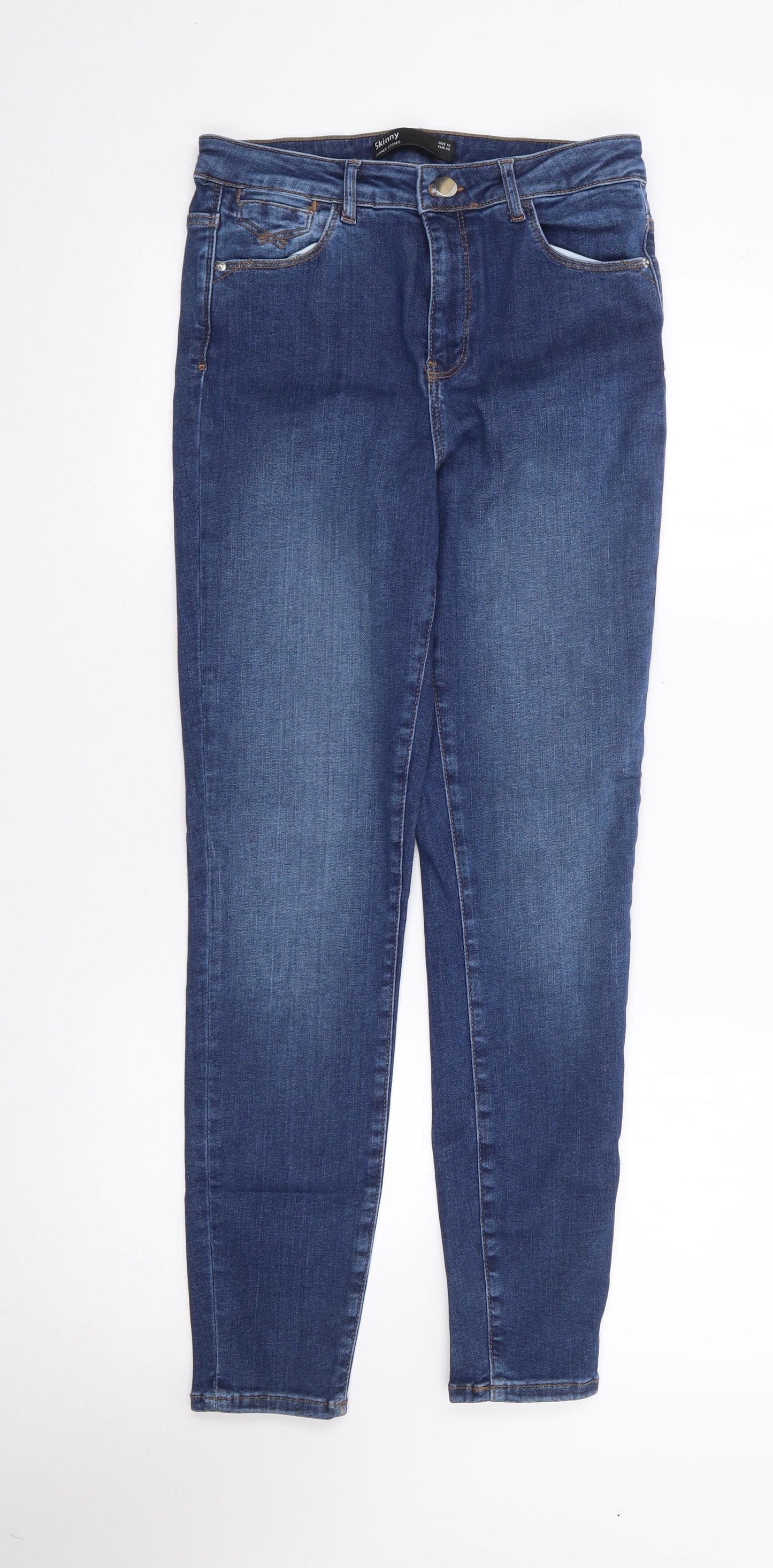 Dunnes Womens Blue  Cotton Skinny Jeans Size 12 L29 in Regular Zip