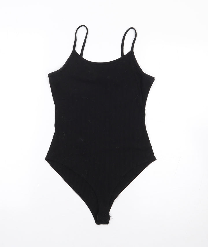 Primark Womens Black Polyester Catsuit One-Piece Size 2XS Snap - Ribbed