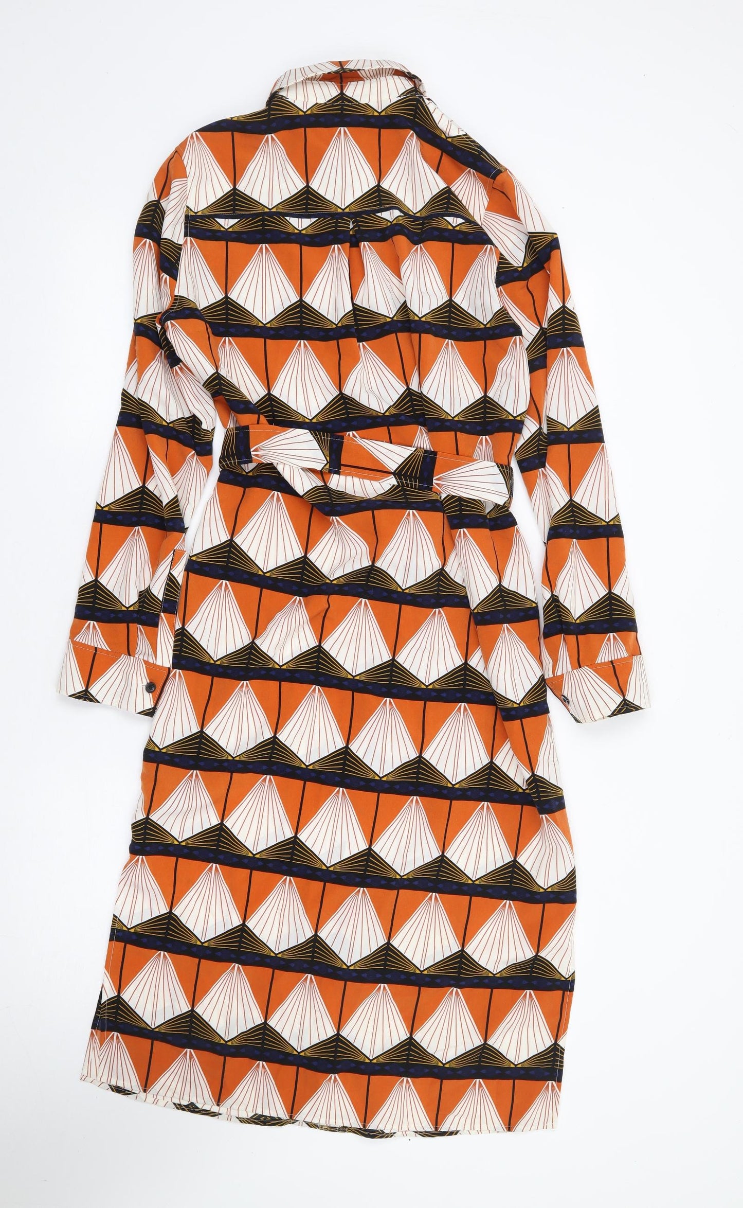 Marks and Spencer Womens Multicoloured Geometric Polyester Shirt Dress  Size 8  Collared Button