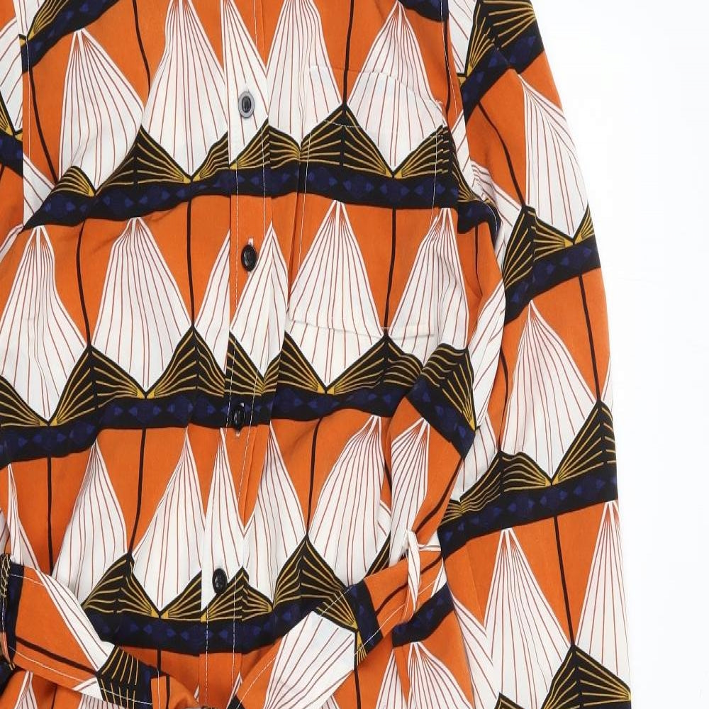 Marks and Spencer Womens Multicoloured Geometric Polyester Shirt Dress  Size 8  Collared Button