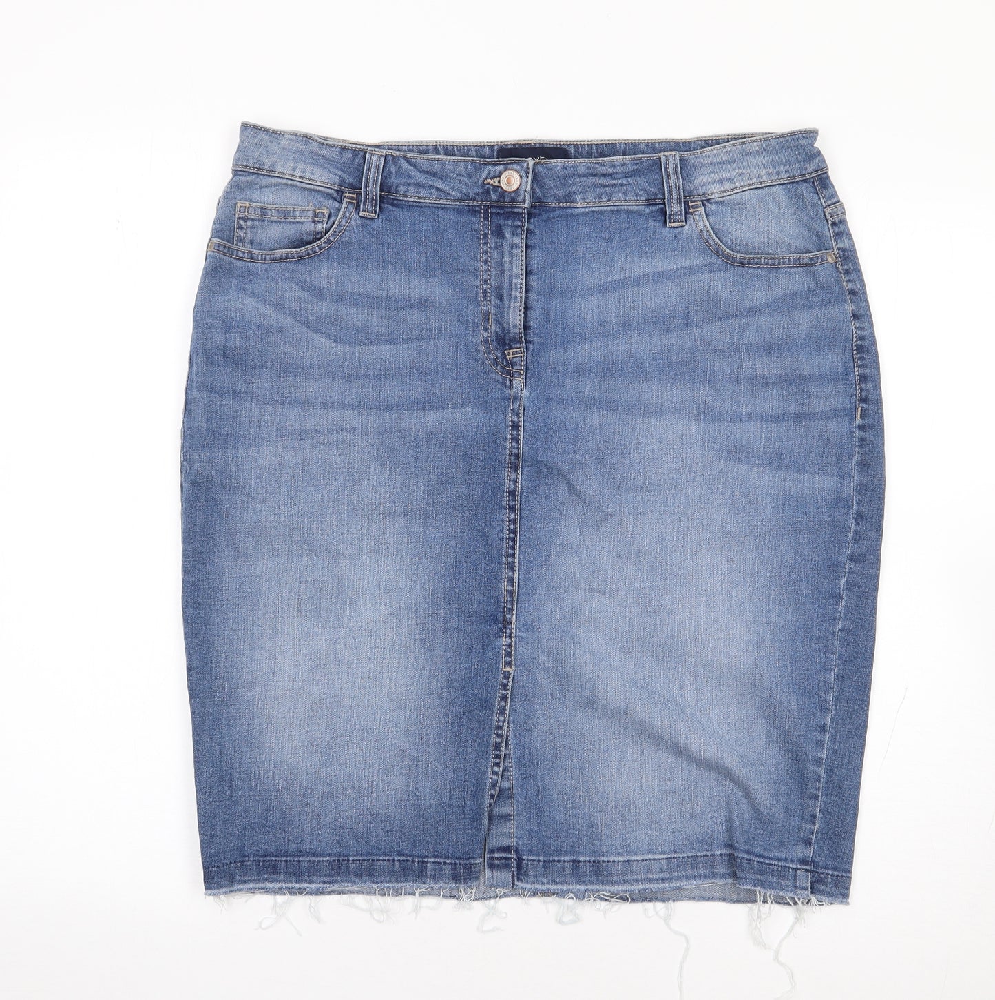 NEXT Womens Blue  Cotton Straight & Pencil Skirt Size 16   Zip