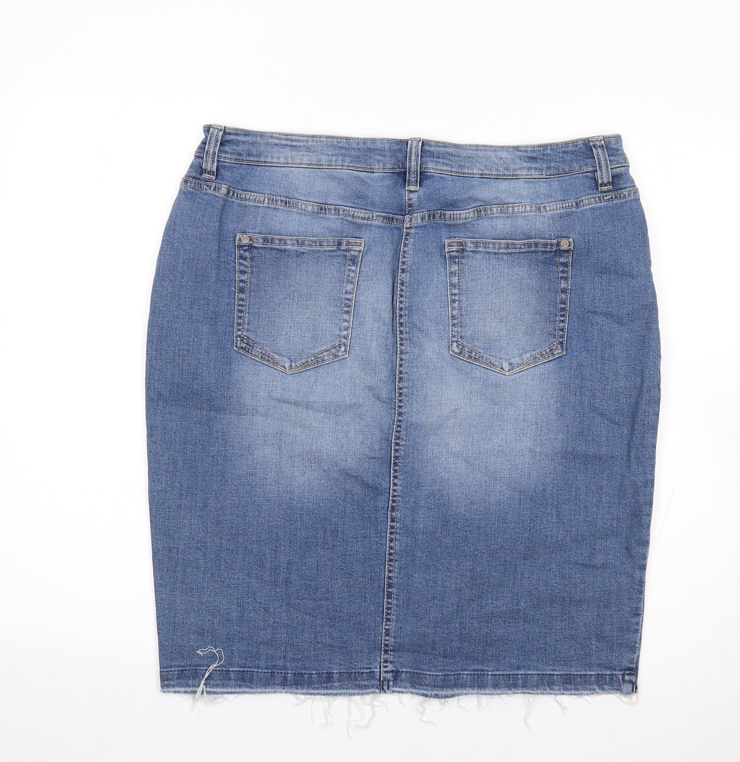 NEXT Womens Blue  Cotton Straight & Pencil Skirt Size 16   Zip
