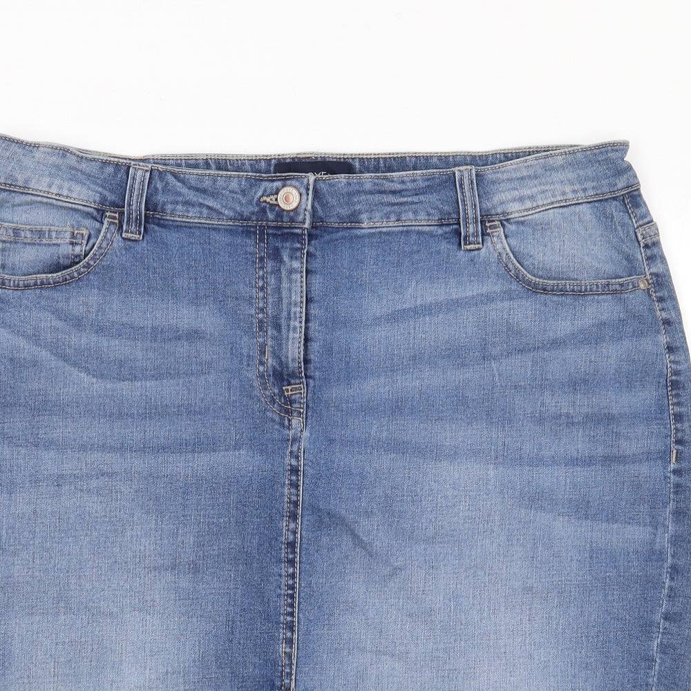 NEXT Womens Blue  Cotton Straight & Pencil Skirt Size 16   Zip
