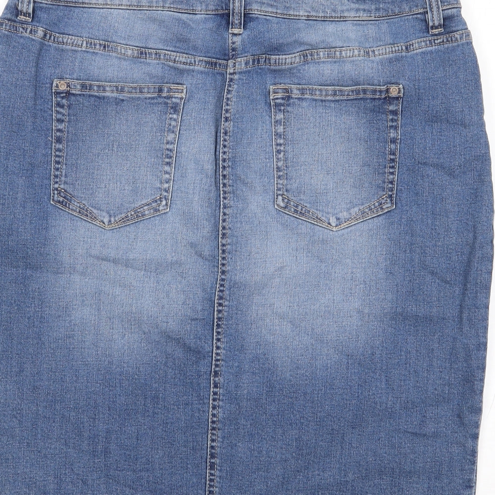 NEXT Womens Blue  Cotton Straight & Pencil Skirt Size 16   Zip