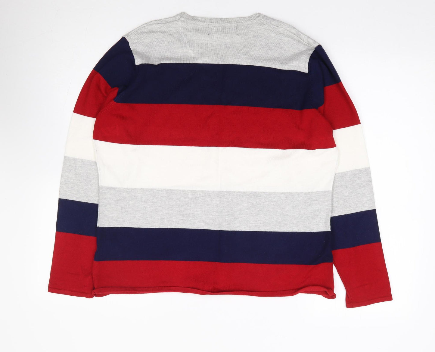 Paco Boutique Womens Multicoloured Round Neck Striped Viscose Pullover Jumper Size 14
