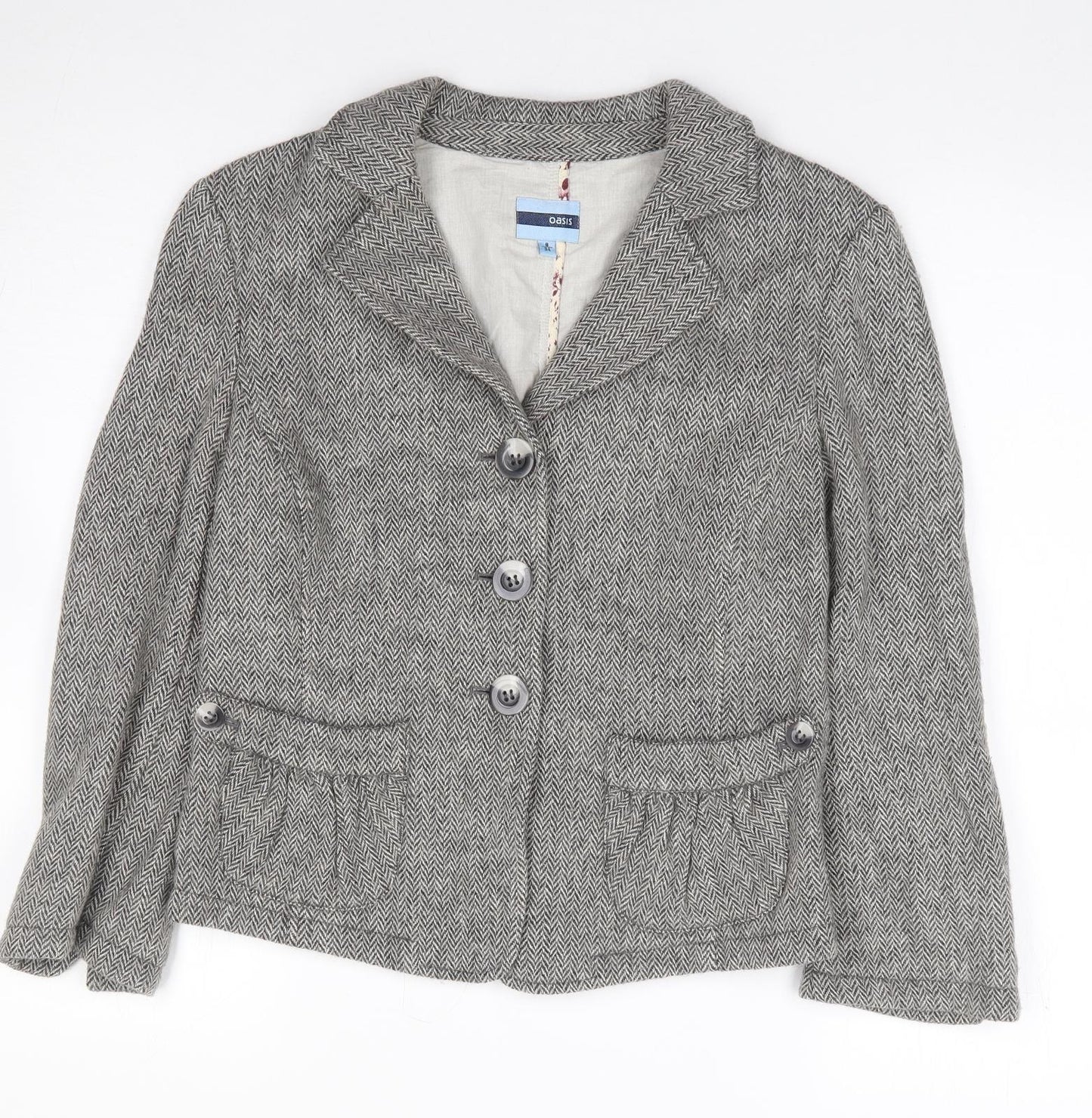 Oasis Womens Black   Jacket  Size 8  Button