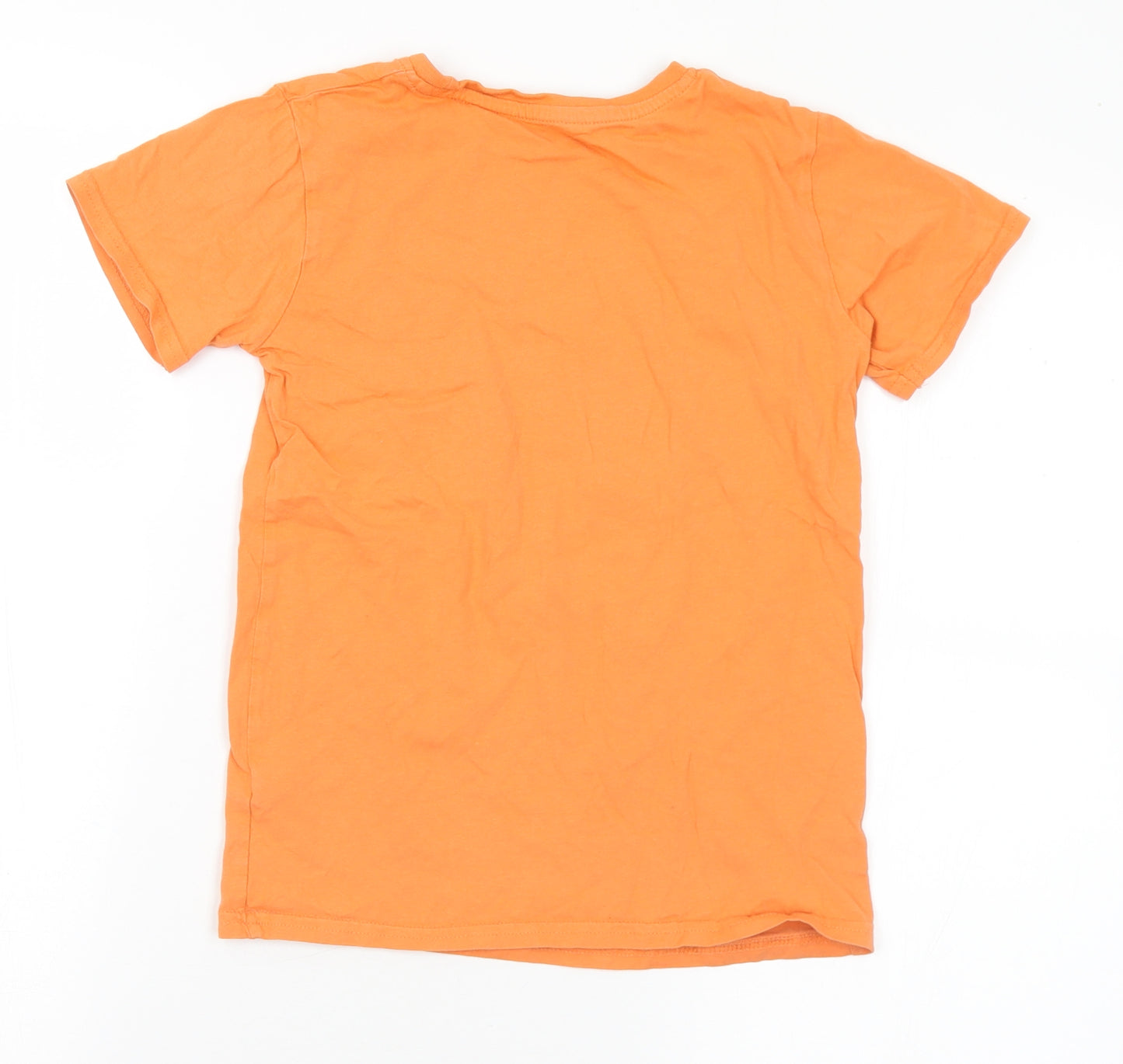 Dunnes Stores Boys Orange  Cotton Basic T-Shirt Size 8-9 Years Crew Neck  - Beach