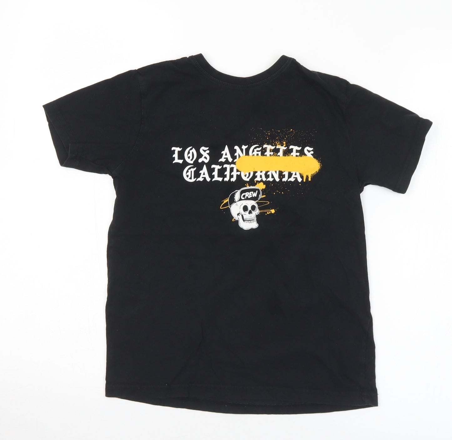 Primark Boys Black  Cotton Basic T-Shirt Size 8-9 Years Crew Neck  - LA