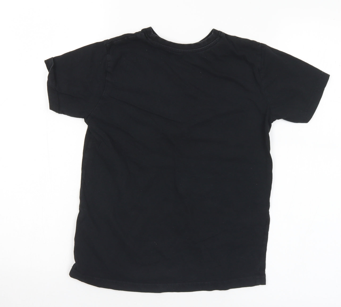 Primark Boys Black  Cotton Basic T-Shirt Size 8-9 Years Crew Neck  - LA