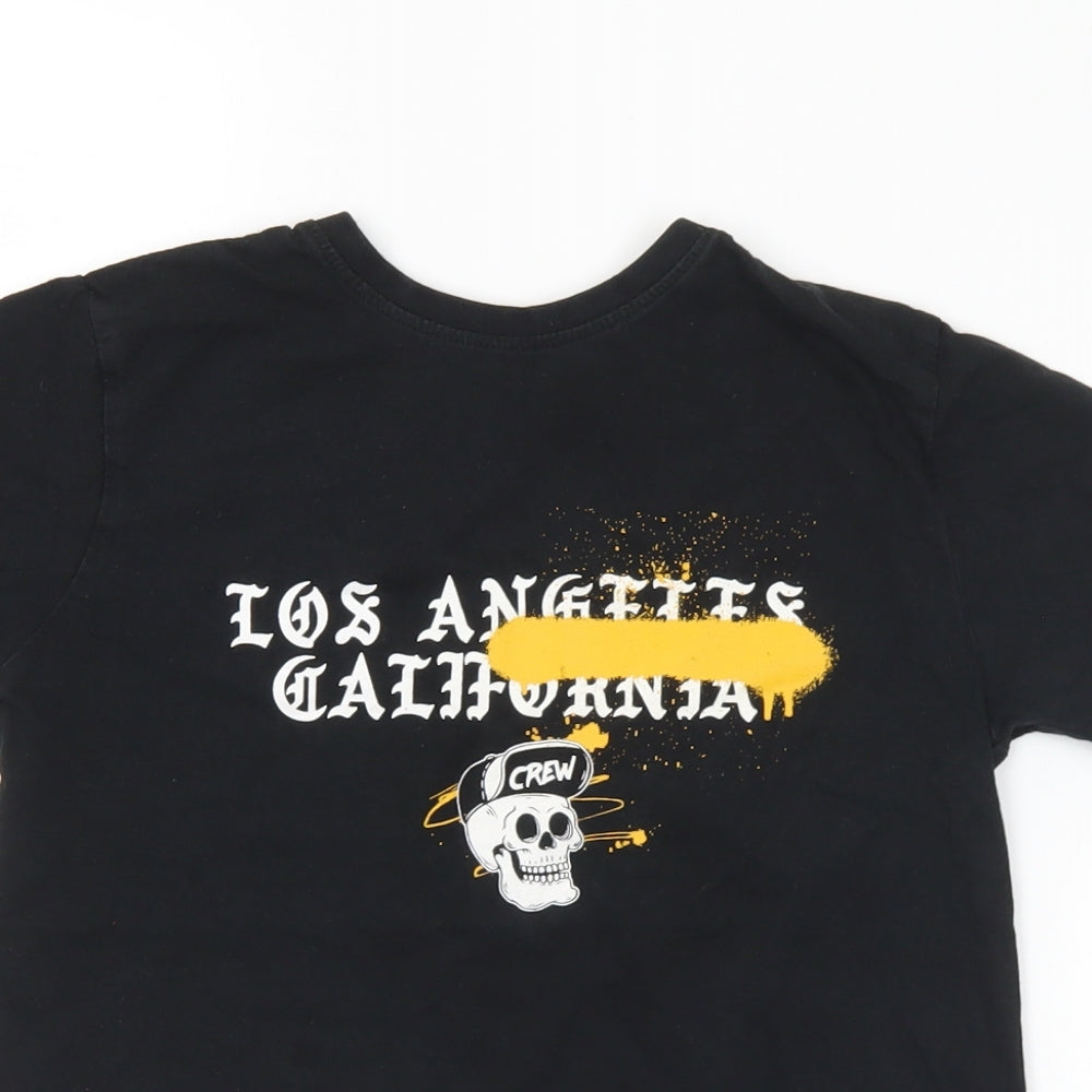 Primark Boys Black  Cotton Basic T-Shirt Size 8-9 Years Crew Neck  - LA