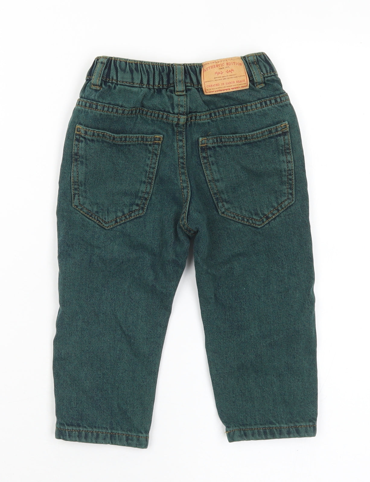 Zara Boys Green  Cotton Capri Jeans Size 18-24 Months  Snap