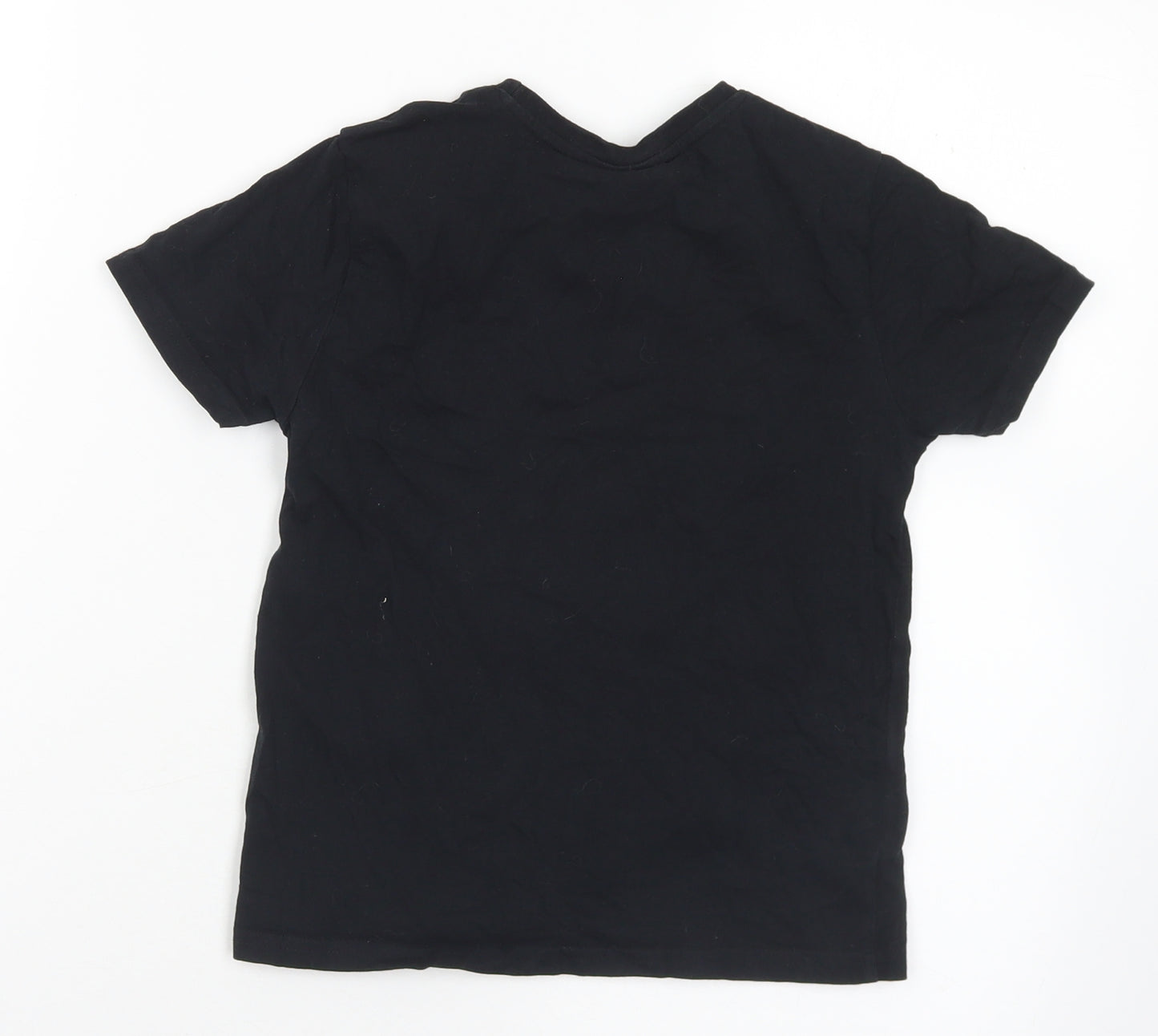 Primark Boys Black  Cotton Basic T-Shirt Size 6-7 Years Crew Neck  - Play Station