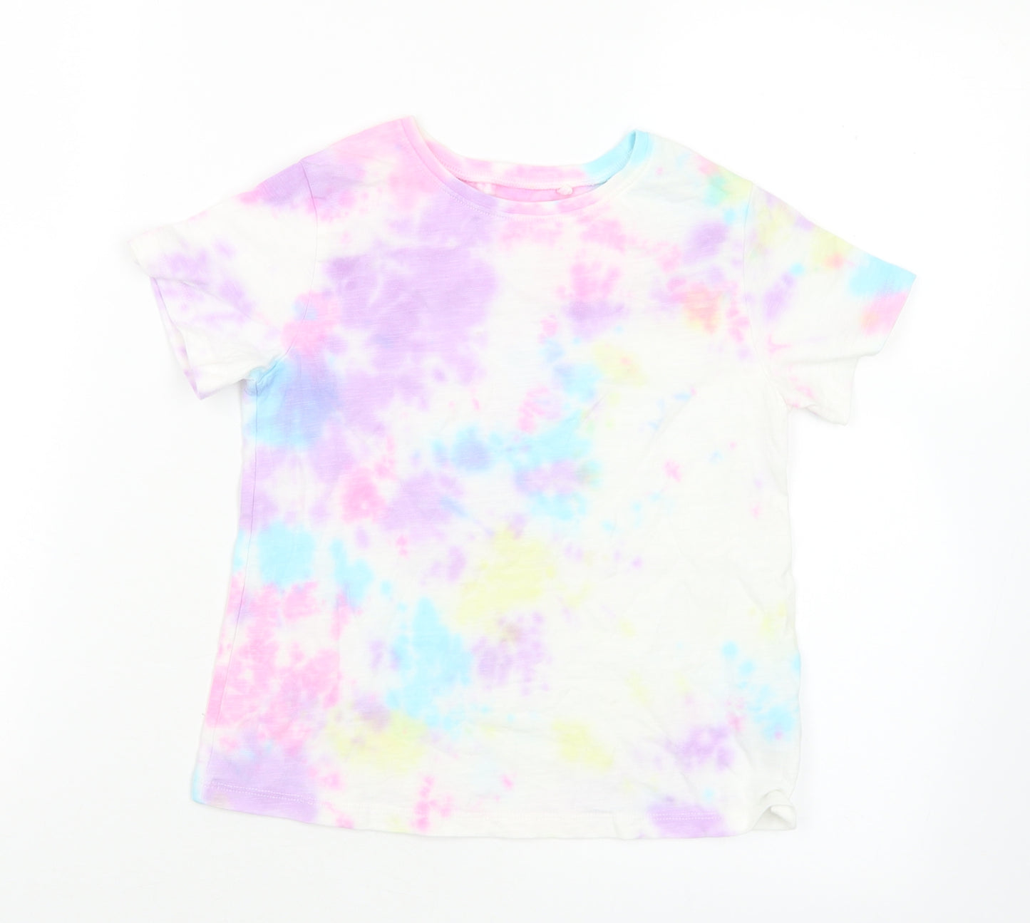 NEXT Girls Multicoloured  Cotton Basic T-Shirt Size 5-6 Years Crew Neck  - Tie Dye Effect