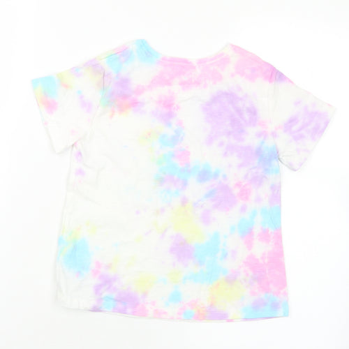 NEXT Girls Multicoloured  Cotton Basic T-Shirt Size 5-6 Years Crew Neck  - Tie Dye Effect