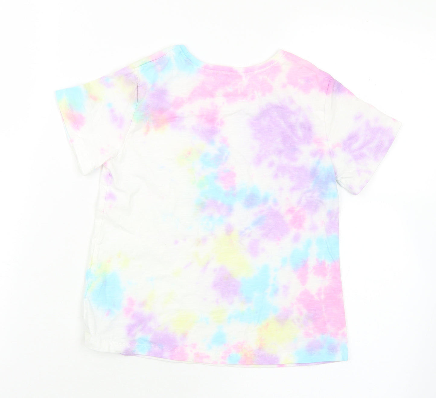 NEXT Girls Multicoloured  Cotton Basic T-Shirt Size 5-6 Years Crew Neck  - Tie Dye Effect