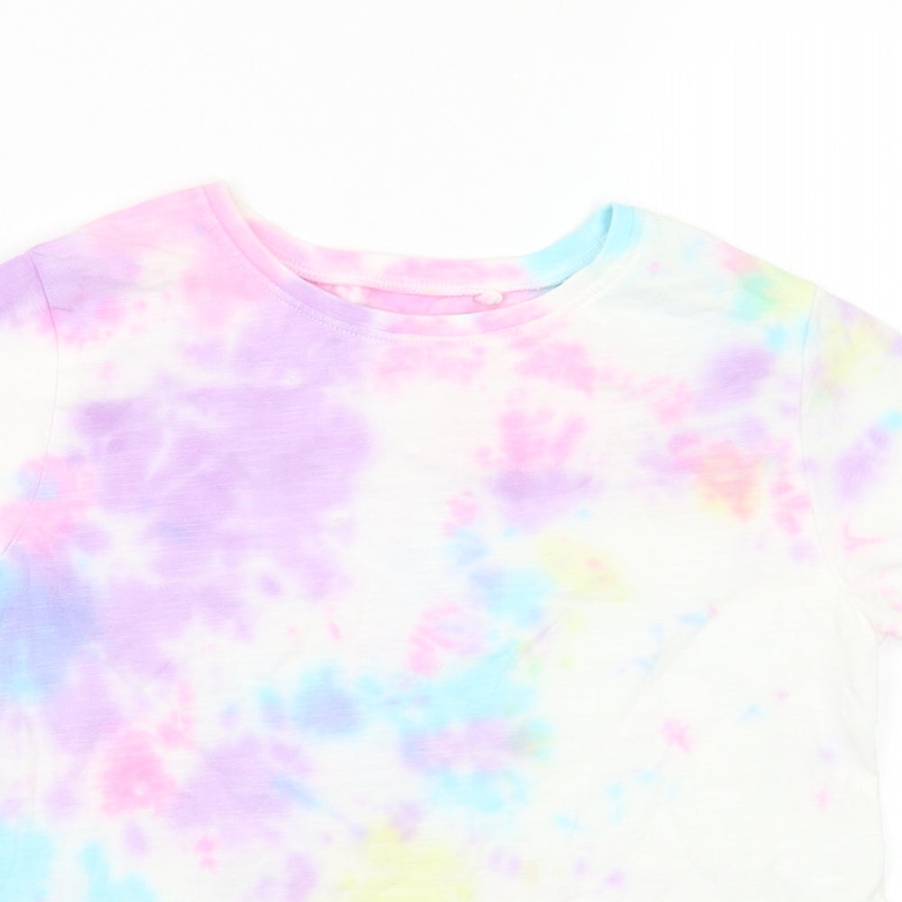 NEXT Girls Multicoloured  Cotton Basic T-Shirt Size 5-6 Years Crew Neck  - Tie Dye Effect