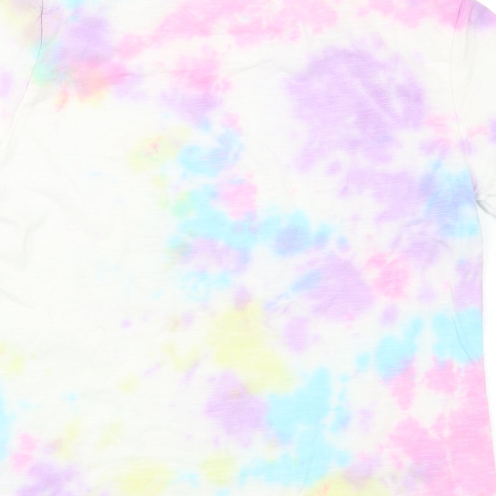 NEXT Girls Multicoloured  Cotton Basic T-Shirt Size 5-6 Years Crew Neck  - Tie Dye Effect