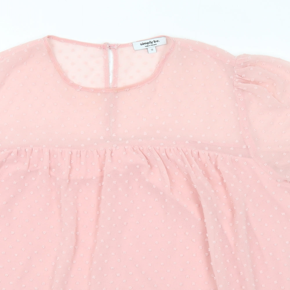 Simply Be Womens Pink  Polyester Basic Blouse Size 18 Round Neck