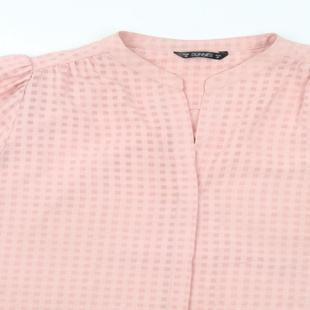 Dunnes Stores Womens Pink Geometric Polyester Basic Blouse Size 20 Round Neck