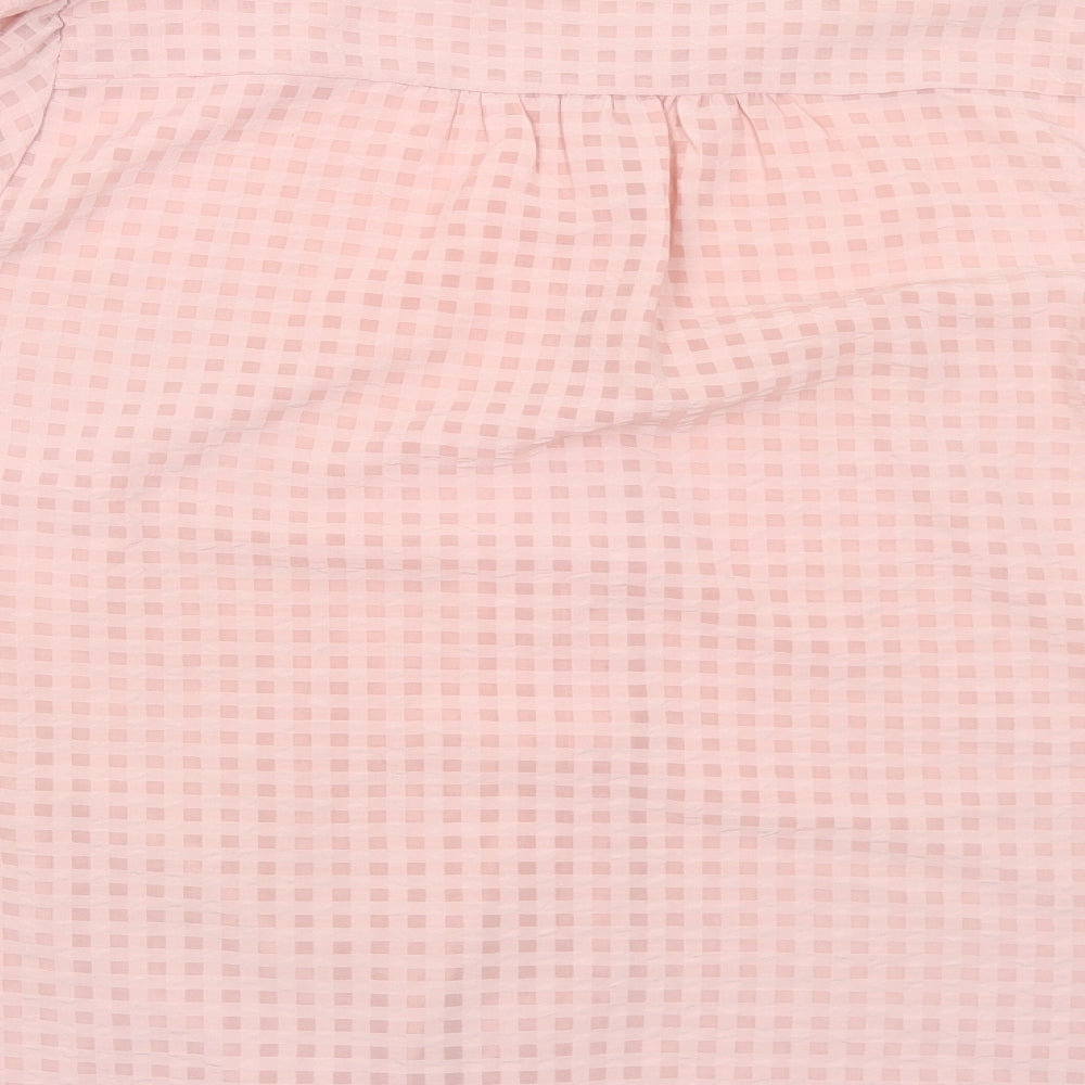 Dunnes Stores Womens Pink Geometric Polyester Basic Blouse Size 20 Round Neck