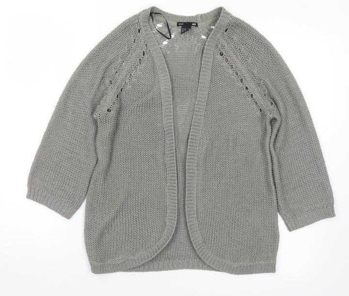 H&M Womens Grey V-Neck  Acrylic Cardigan Jumper Size XS
