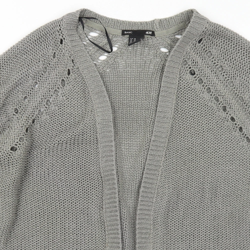 H&M Womens Grey V-Neck  Acrylic Cardigan Jumper Size XS