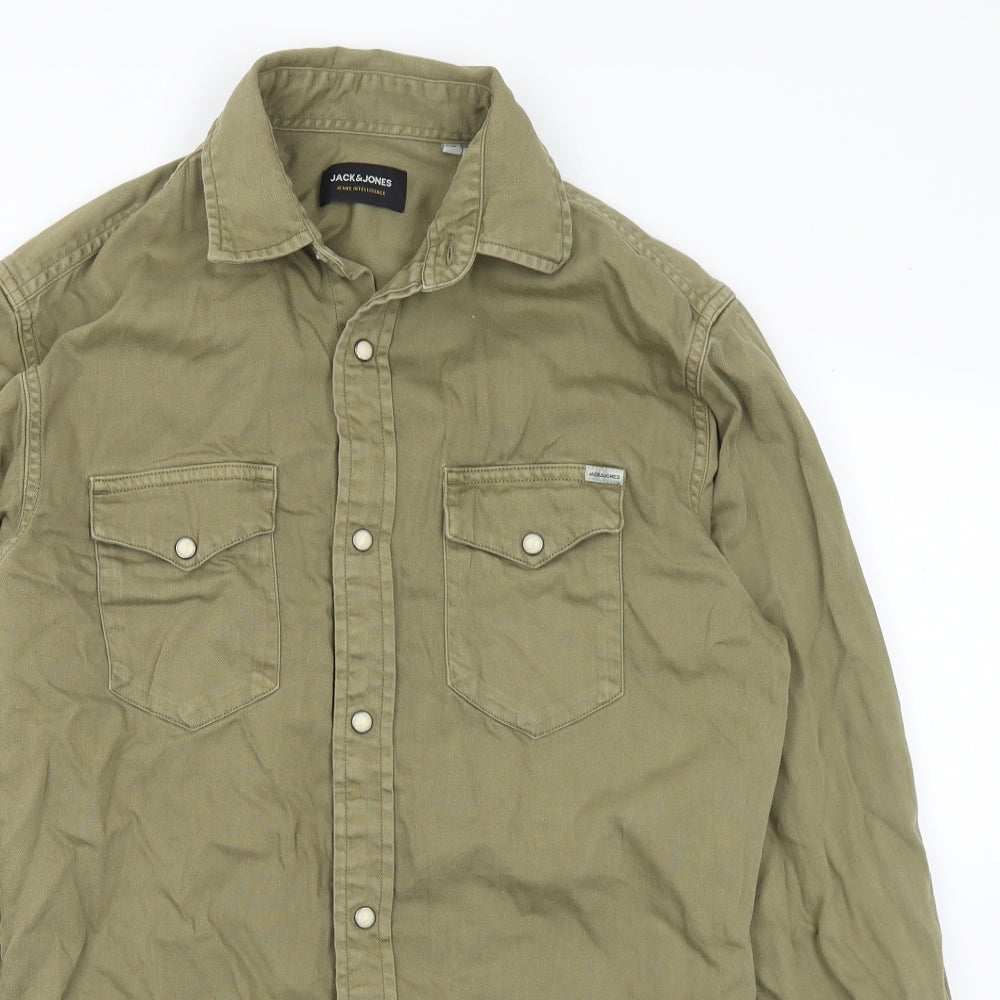JACK & JONES Mens Green  Cotton  Button-Up Size XS Collared Button
