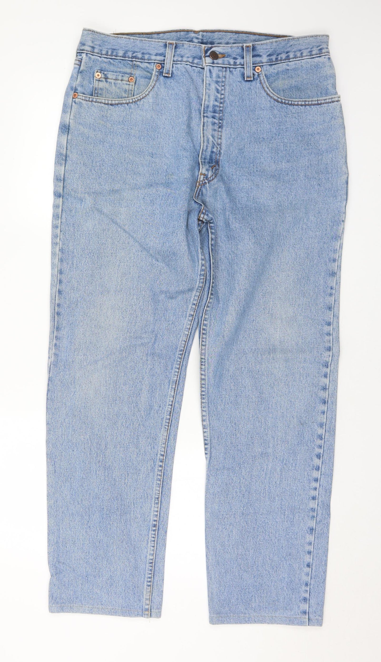 Levi's Mens Blue  Cotton Straight Jeans Size 36 in L32 in Regular Button