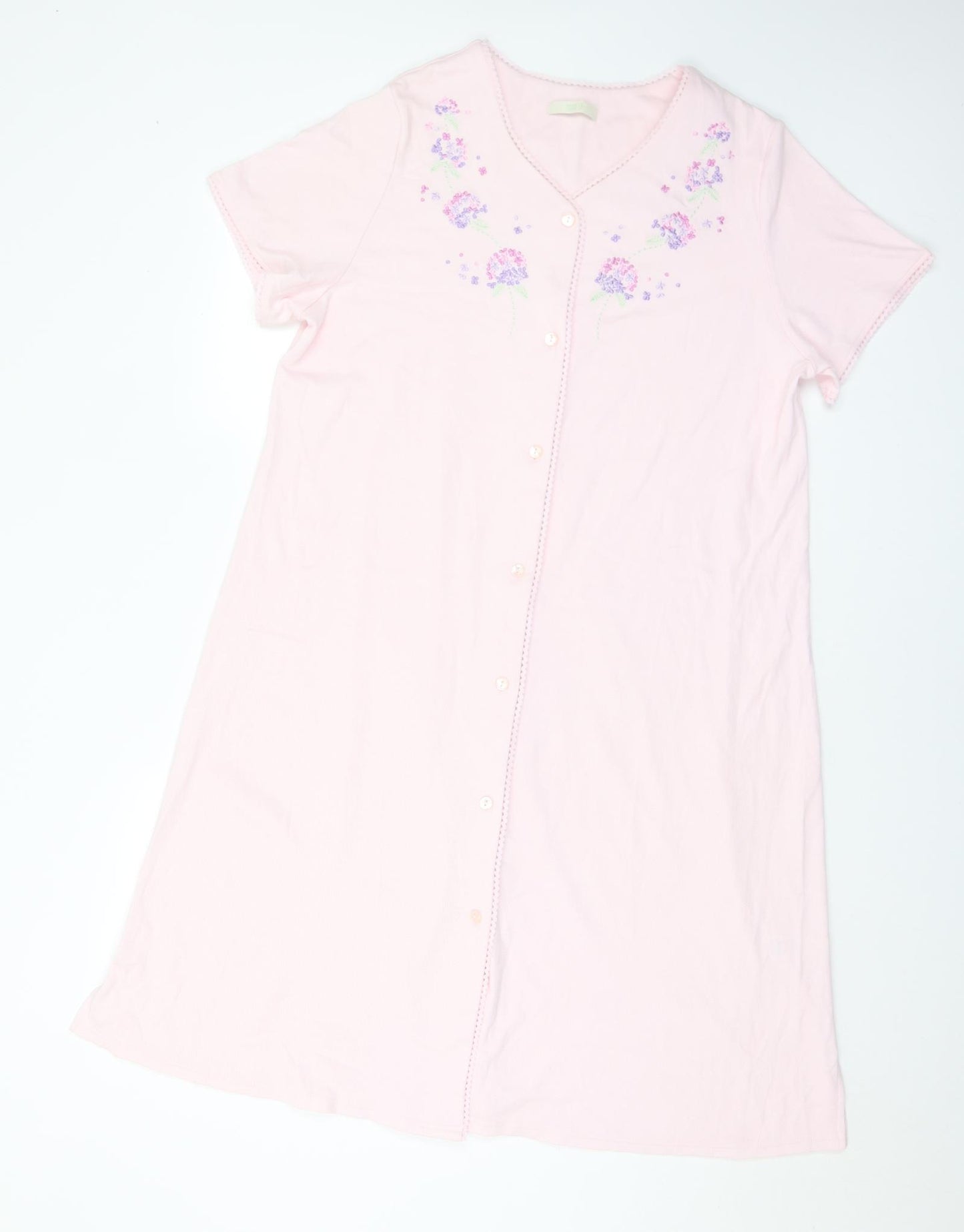 Marks and Spencer Womens Pink Floral Cotton Babydoll Dress Size 16   - 16-18