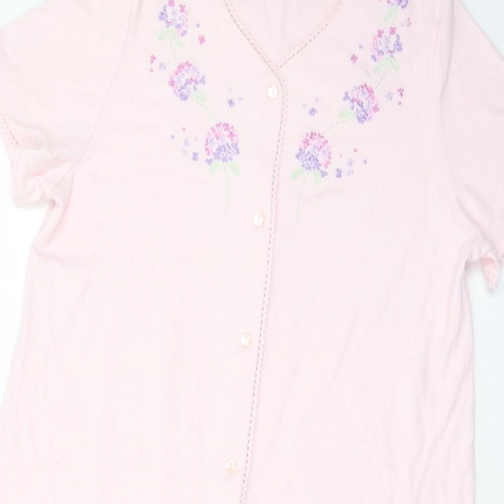 Marks and Spencer Womens Pink Floral Cotton Babydoll Dress Size 16   - 16-18