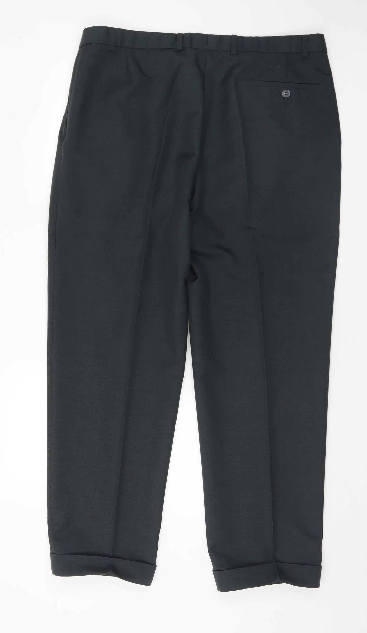 Marks and Spencer Mens Grey  Polyester Trousers  Size 38 in L31 in Regular Hook & Eye