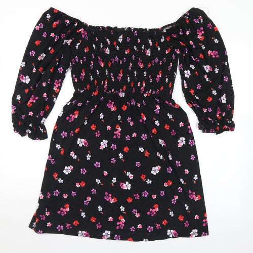 New Look Womens Multicoloured Floral Viscose Fit & Flare  Size 12  Off the Shoulder  - `
