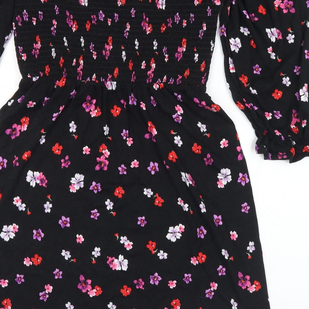 New Look Womens Multicoloured Floral Viscose Fit & Flare  Size 12  Off the Shoulder  - `