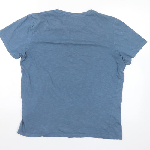 JACK & JONES Mens Blue Floral Cotton  T-Shirt Size M Round Neck