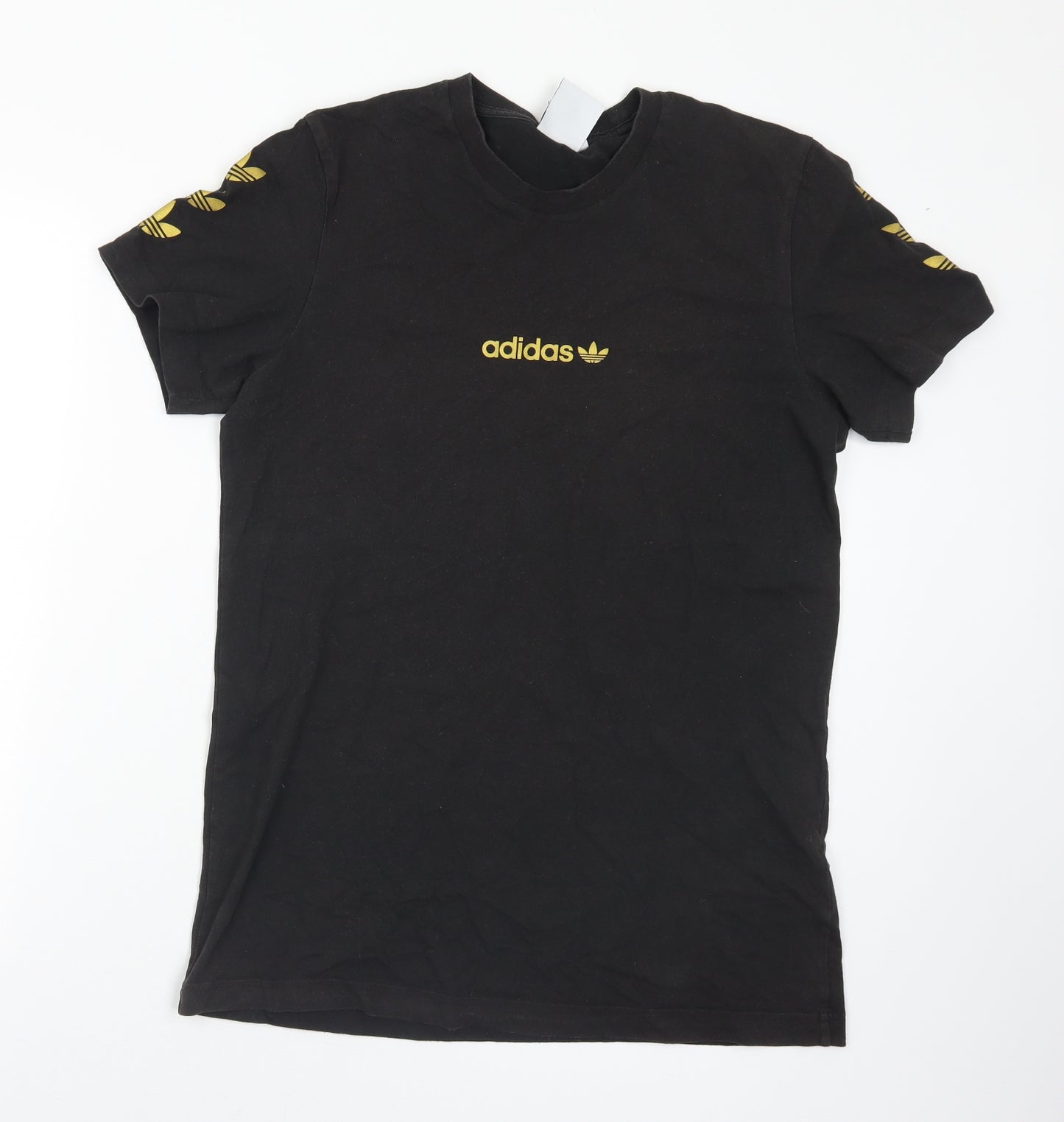 adidas Mens Black  Cotton  T-Shirt Size M Crew Neck  - Logo