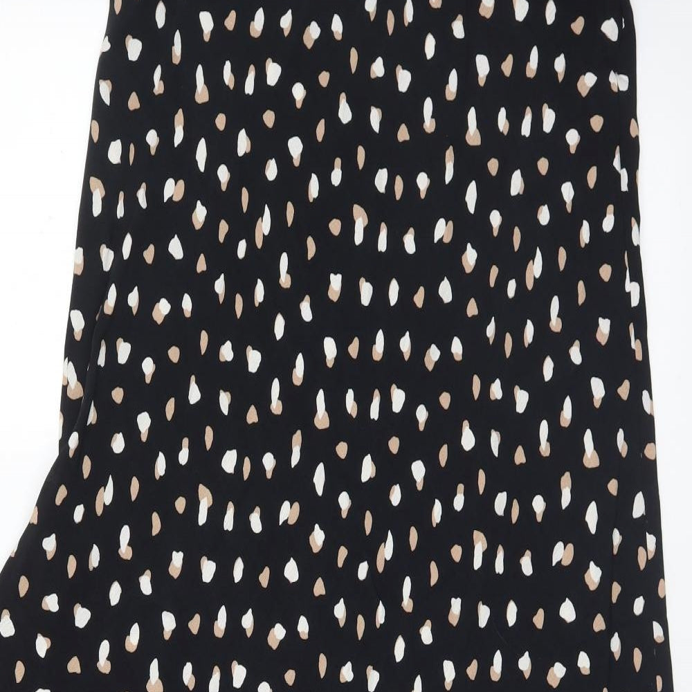 New Look Womens Black Geometric Viscose Maxi Skirt Size 14