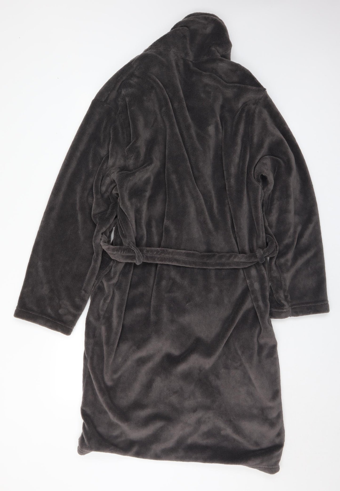 George Mens Grey Solid Polyester  Robe Size M  Tie