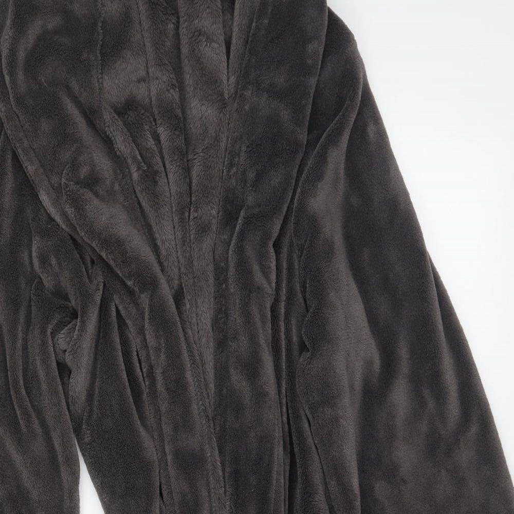 George Mens Grey Solid Polyester  Robe Size M  Tie
