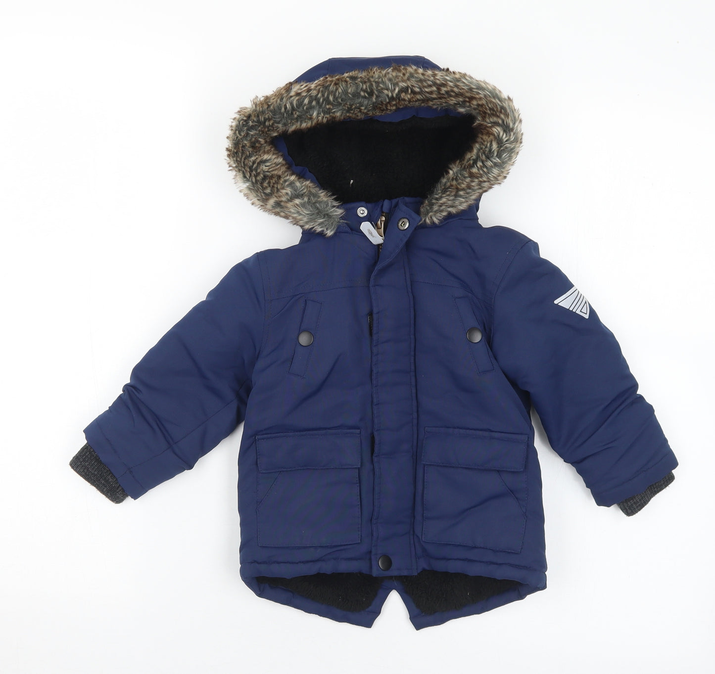 Primark Boys Blue   Basic Coat Coat Size 12-18 Months   Zip