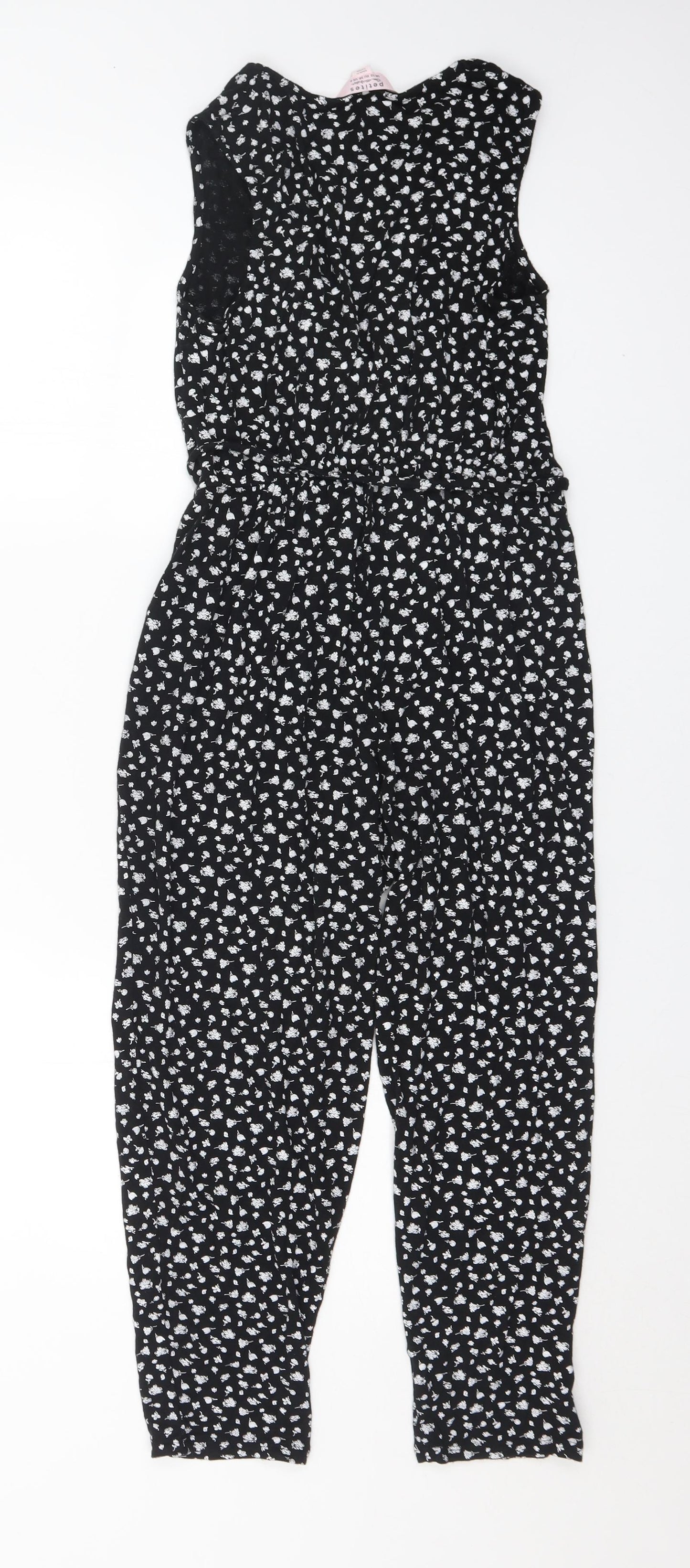 Miss Selfridge Womens Black Floral Viscose Jumpsuit One-Piece Size 10