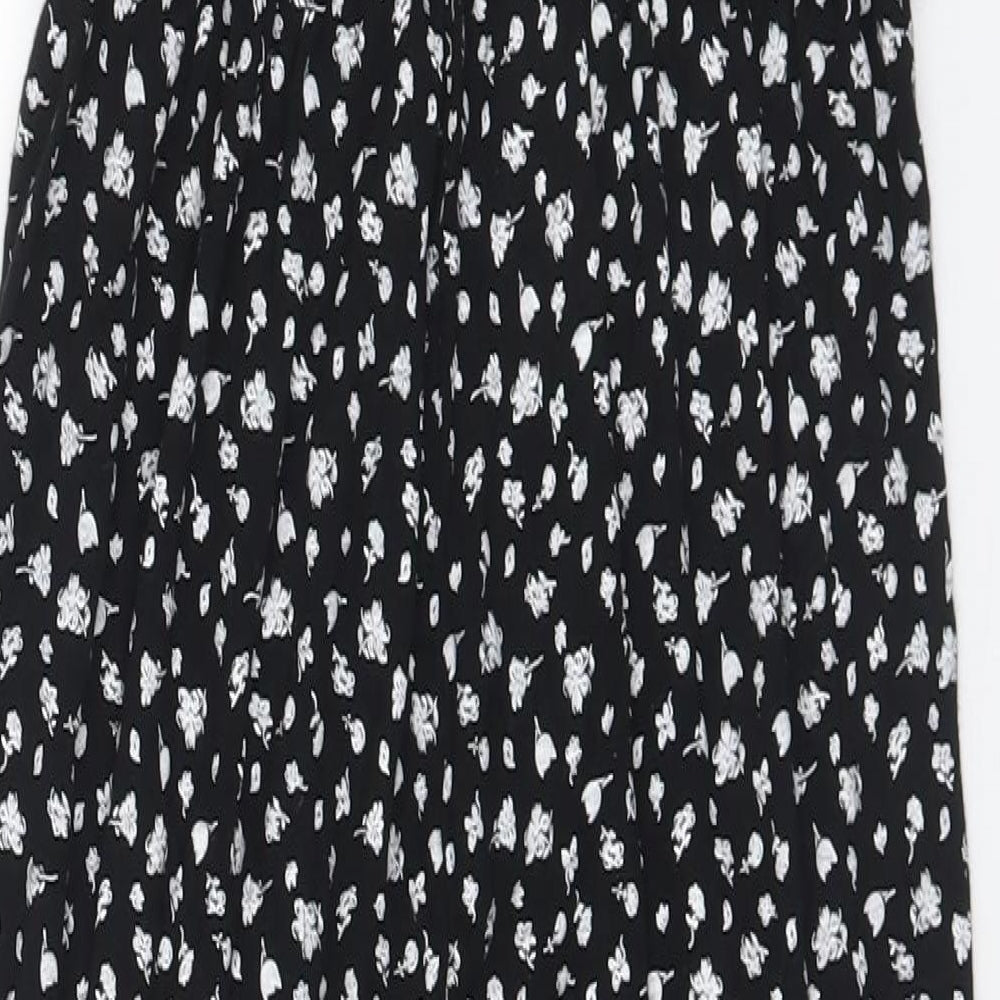 Miss Selfridge Womens Black Floral Viscose Jumpsuit One-Piece Size 10