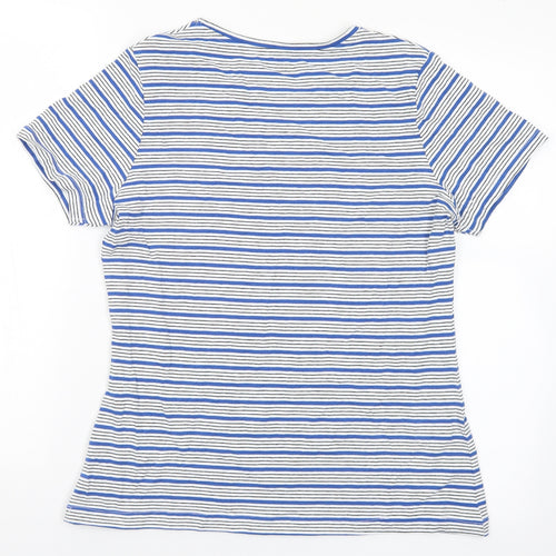 Dunnes Stores Womens Multicoloured Striped Cotton Basic T-Shirt Size M Round Neck